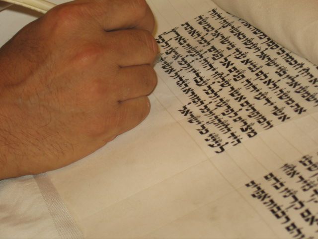 writing the letters of the Sefer Torah.